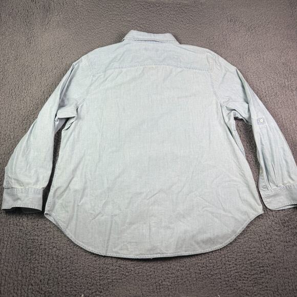 Lauren Ralph Lauren Chambray Denim Shirt Womens 2X Blue Roll Tab Sleeve Pockets - Picture 6 of 10